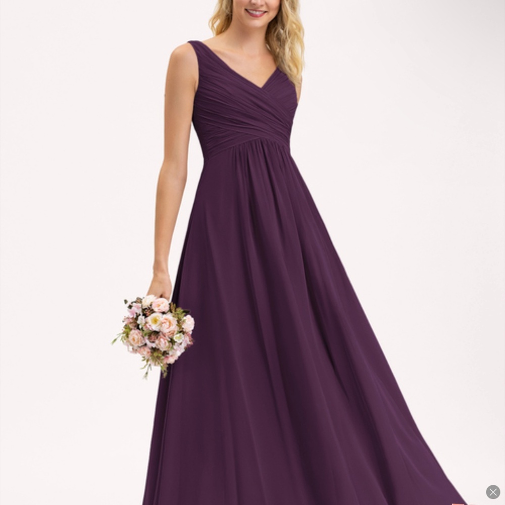 Gem tone JJ's House floor length dress with draped neckline